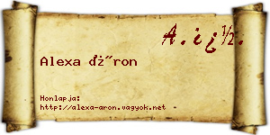Alexa Áron névjegykártya