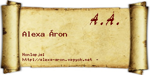 Alexa Áron névjegykártya